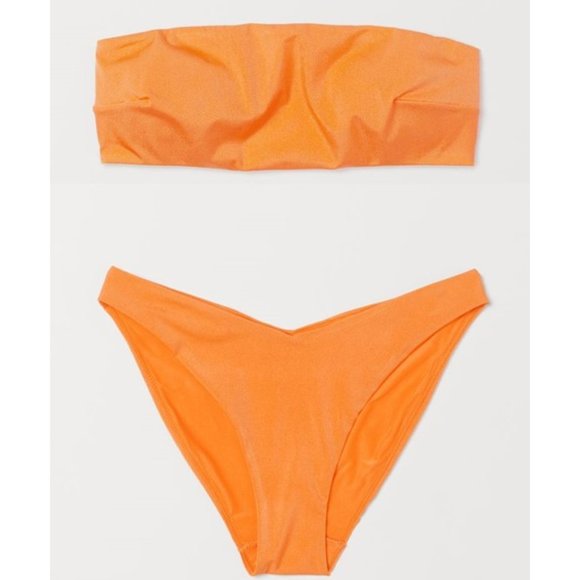 neon orange bandeau bikini